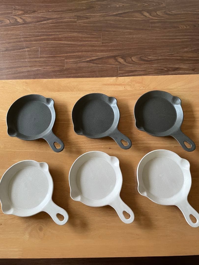 よしざわ窯フライパン皿チャコール3枚ホワイト3枚6枚セット