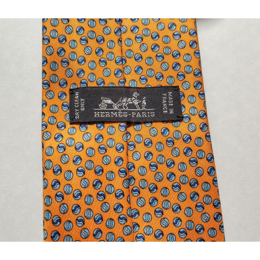 HERMES シルクツイル ネクタイ オレンジ 柄