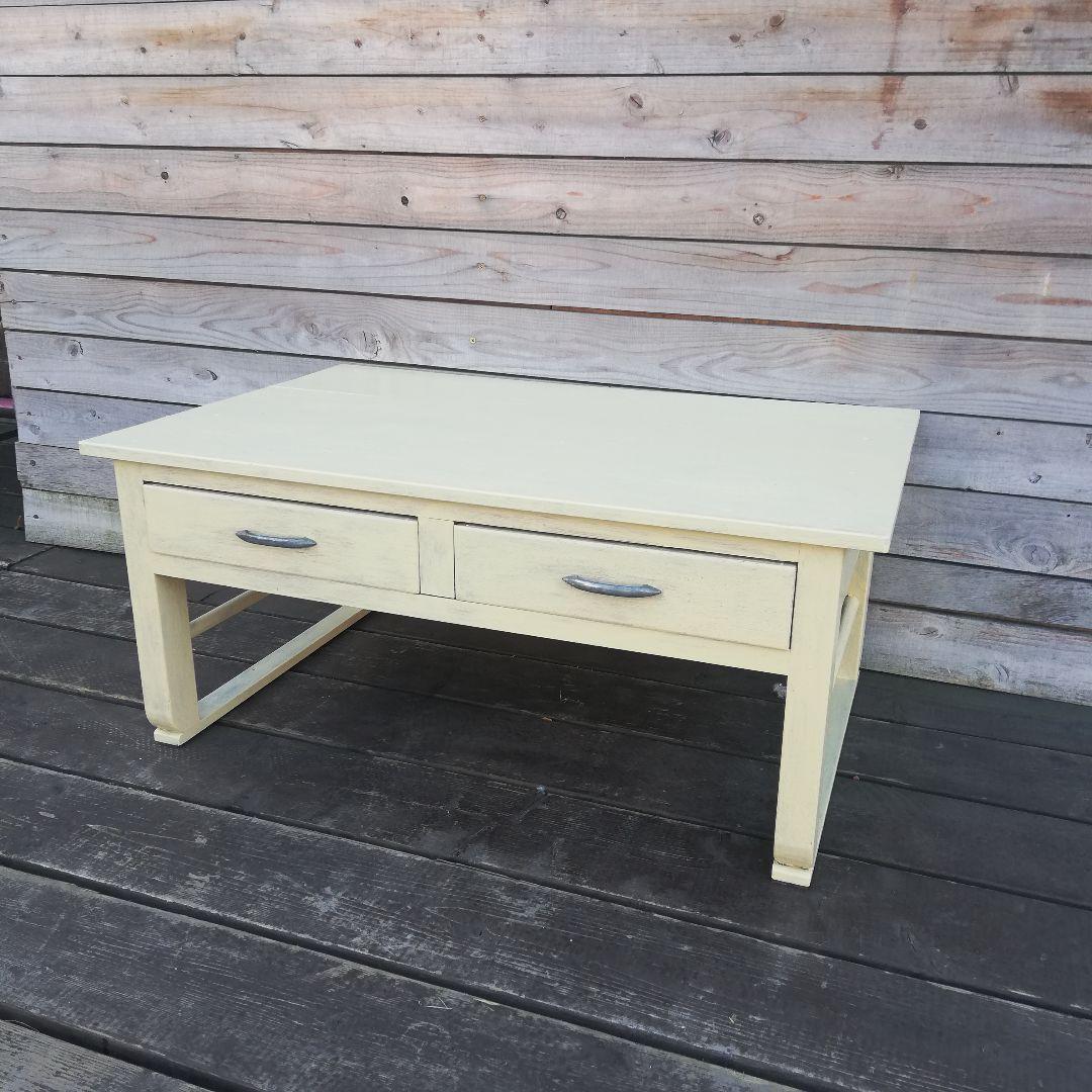 M♦希少ヴィンテージ　ハンドペイント　コーヒーテーブル　ローテーブル 勉強机