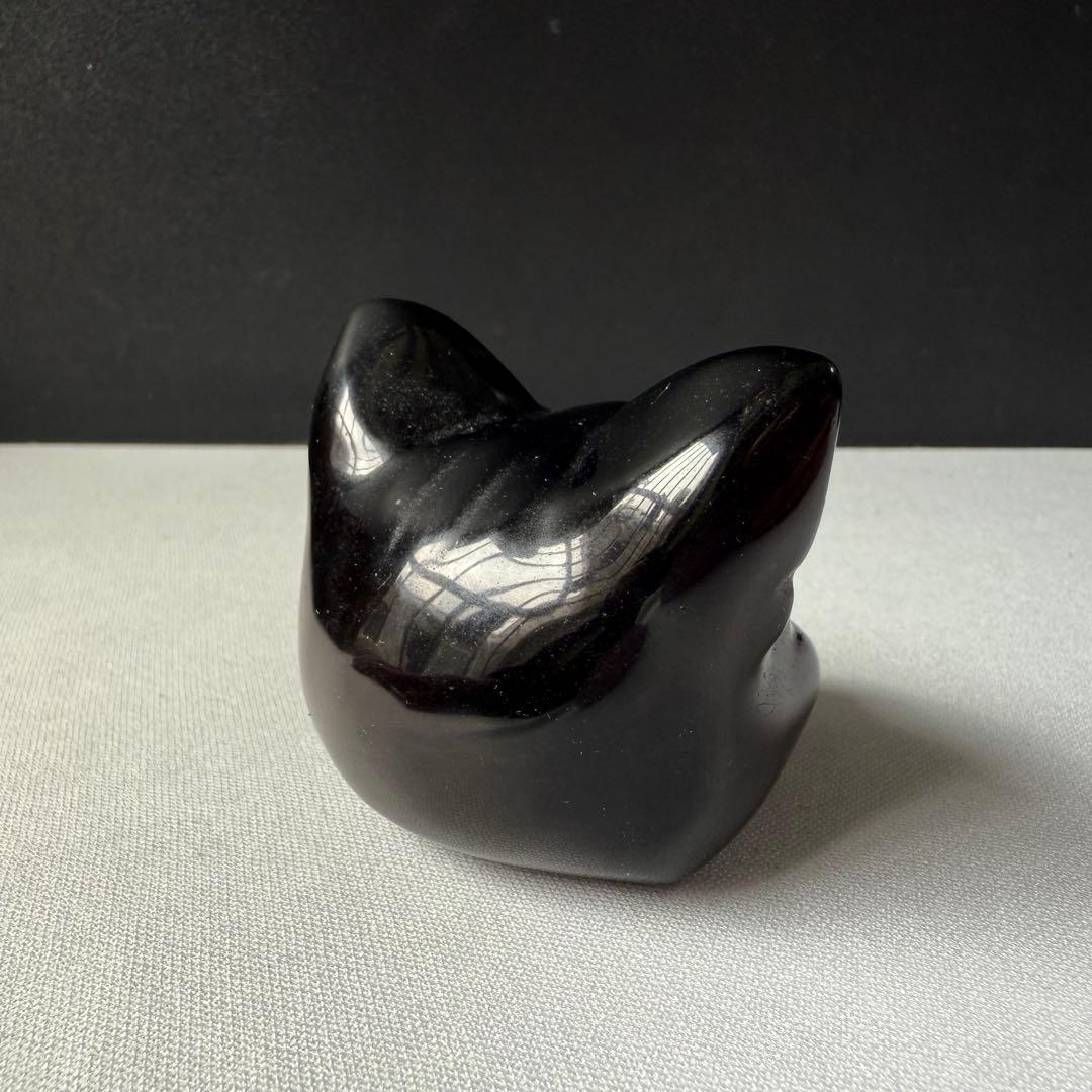 【❣️❣️❣️Aceth❤❤❤】天然石オブシデイアンの猫　NO.020605