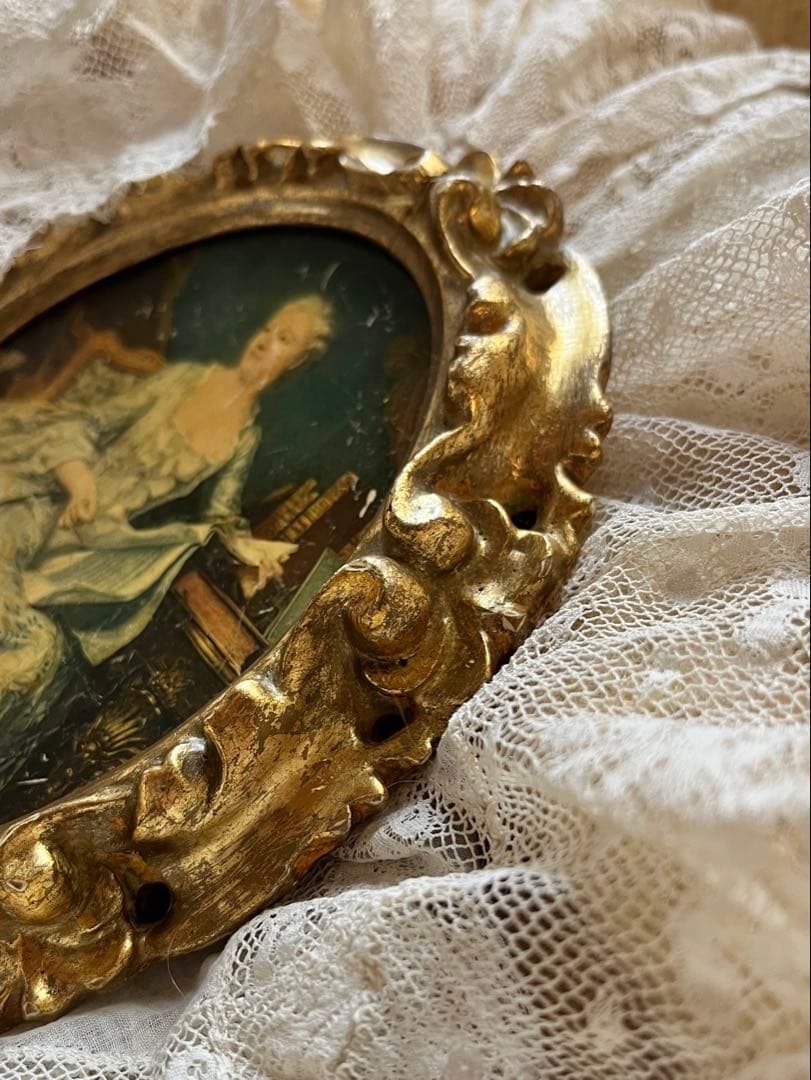 ◆フランスアンティーク｜世界の名画1700年代パリ中世絵画ポンパドール金装飾額