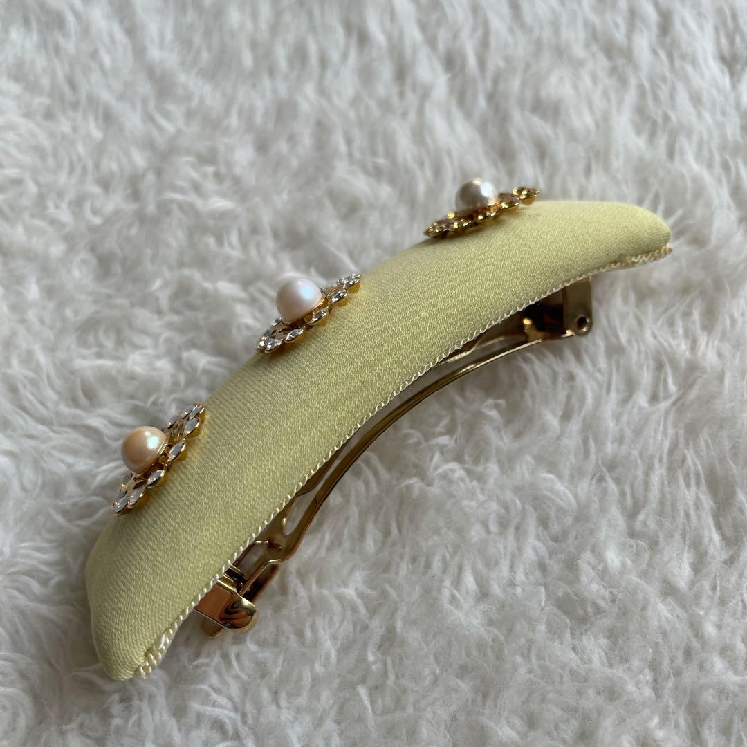 ACCA 希少★ イエロー パール バレッタ フラワー 黄色 花