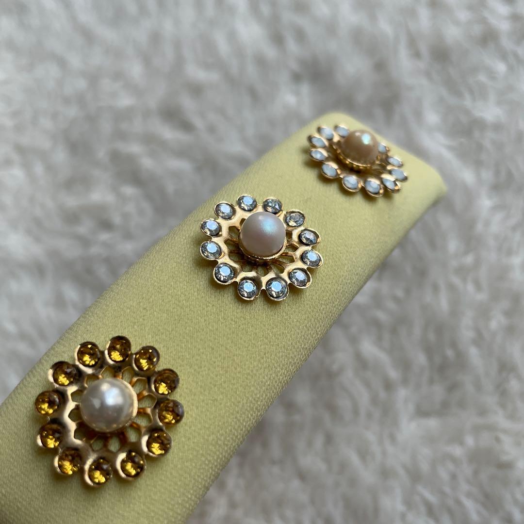 ACCA 希少★ イエロー パール バレッタ フラワー 黄色 花