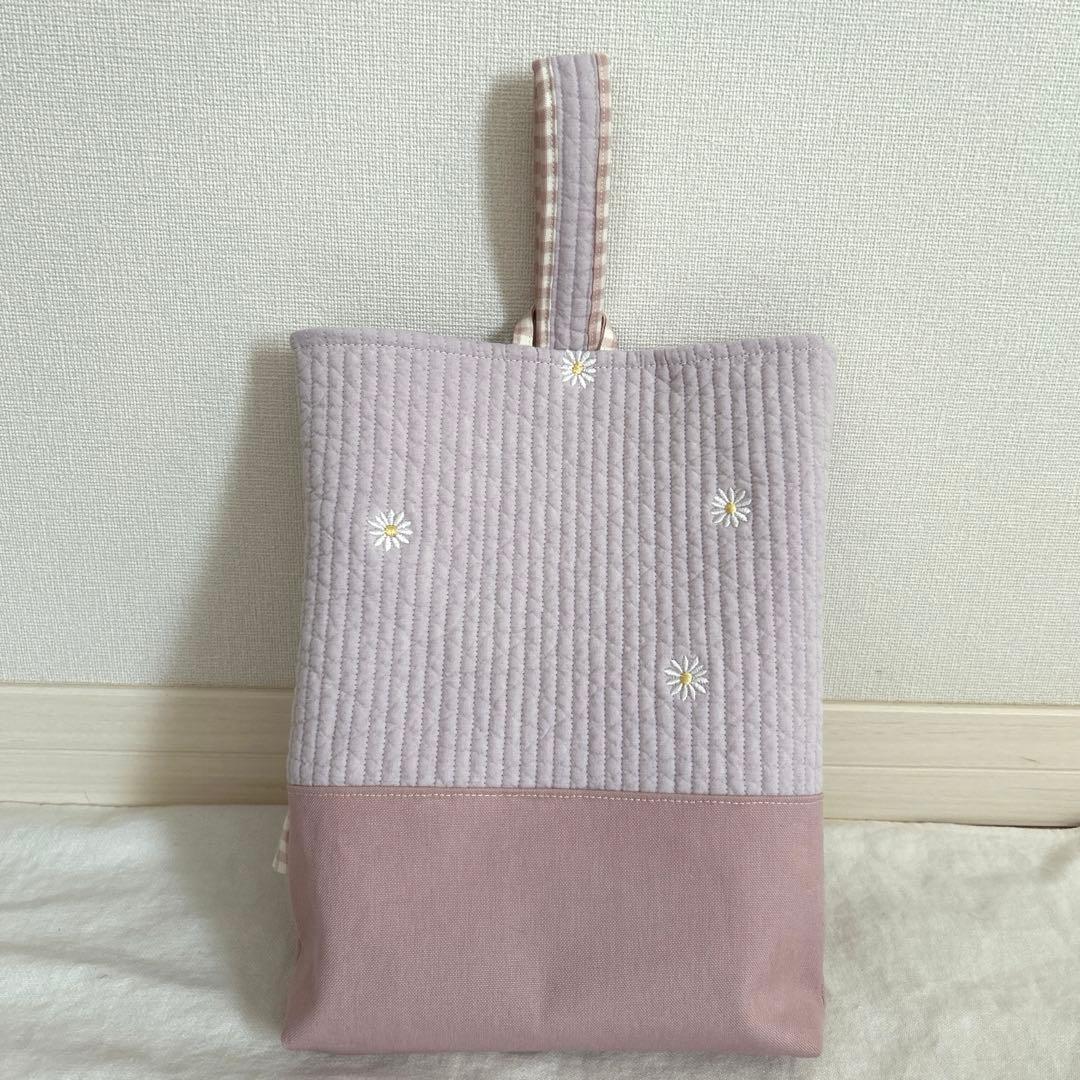 入園入学3点セット　【マーガレットヌビ×くすみピンク】　女の子　レッスンバッグ