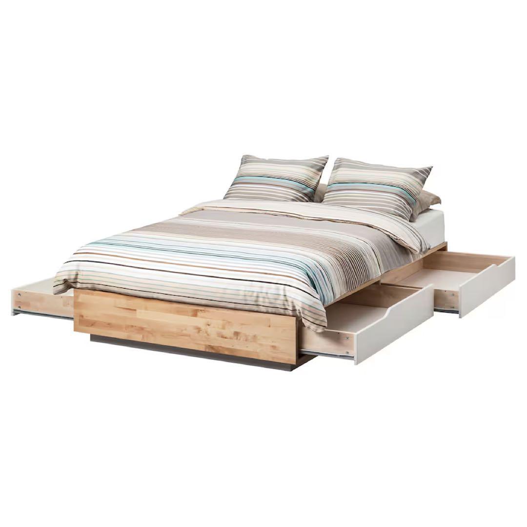 【5月以内限定】セミダブル　ベットフレーム収納付き　（IKEA MANDAL）