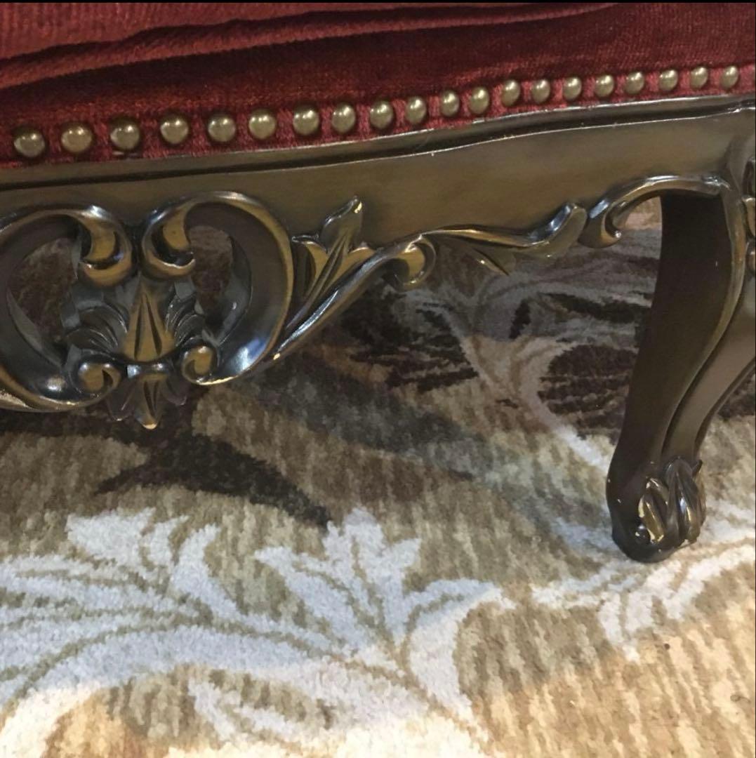 【アデム】SYMPHONY ロココスタイルソファ 赤(やや汚れ傷あり)