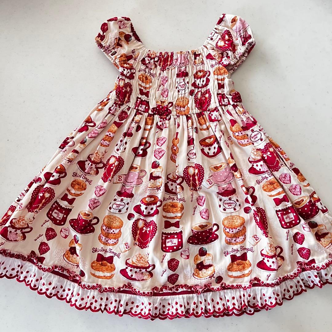 Shirley Temple スイーツ　半袖ワンピース　シャーリーカフェプリント
