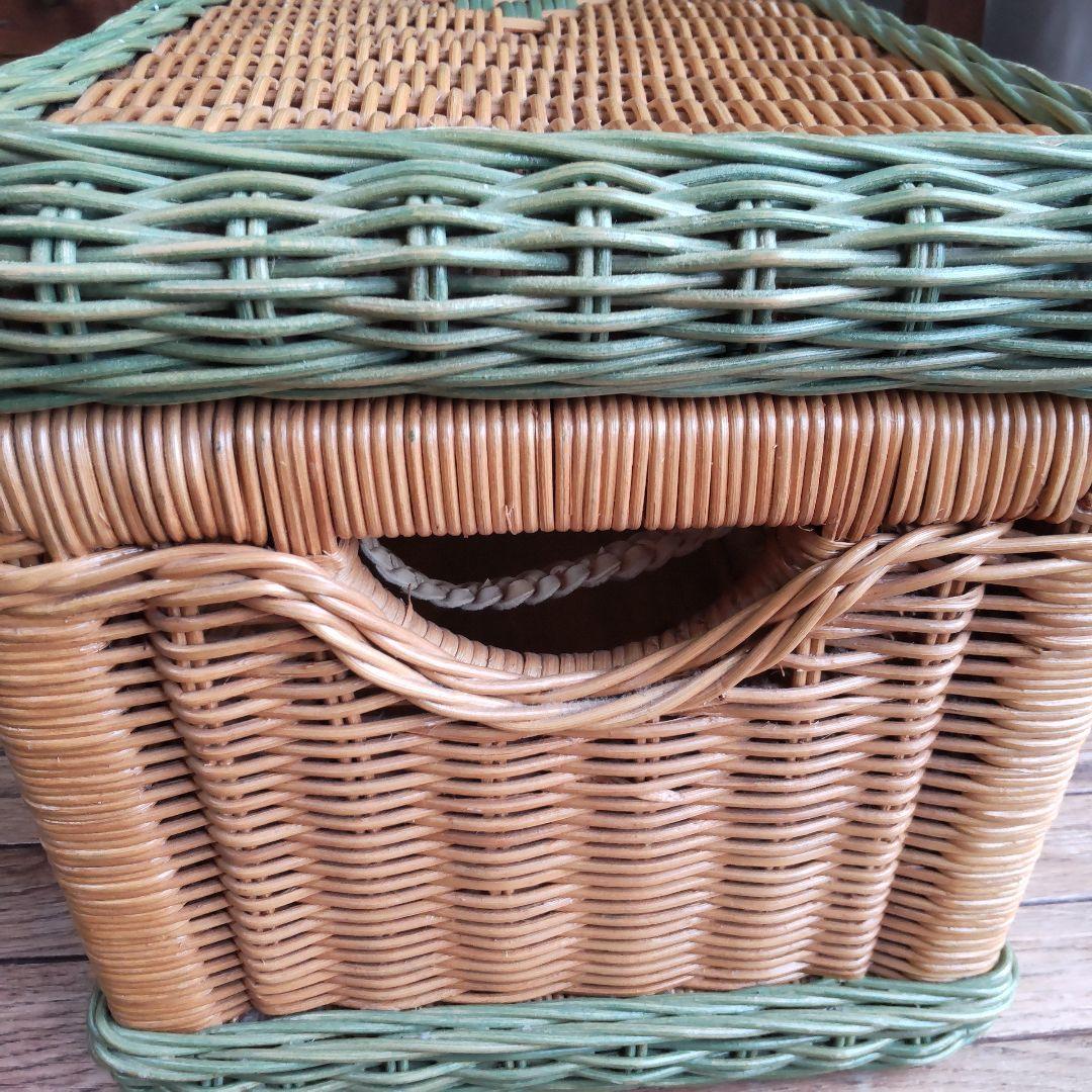 【ラタンの収納ボックス】籐家具 昭和レトロ 北欧 ヴィンテージ アンティーク