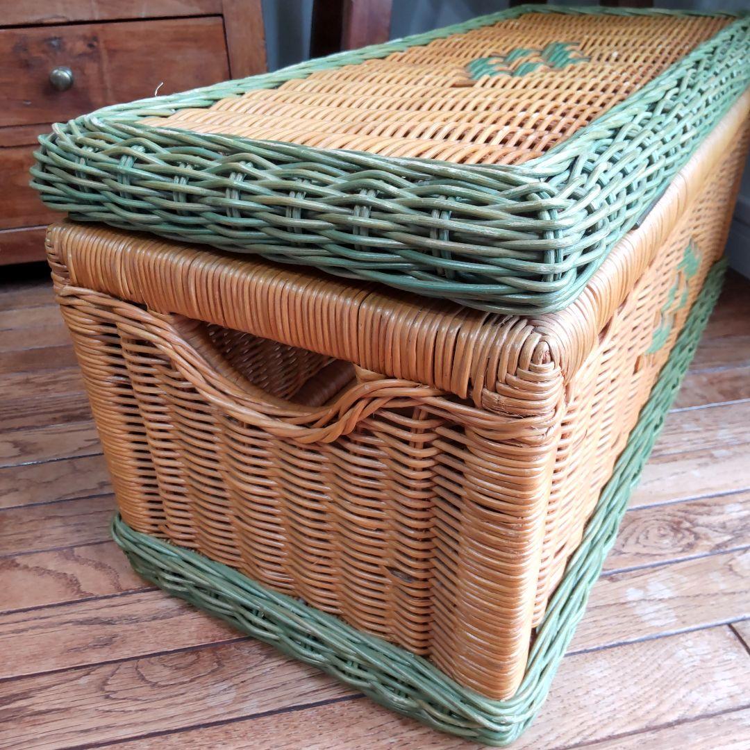 【ラタンの収納ボックス】籐家具 昭和レトロ 北欧 ヴィンテージ アンティーク