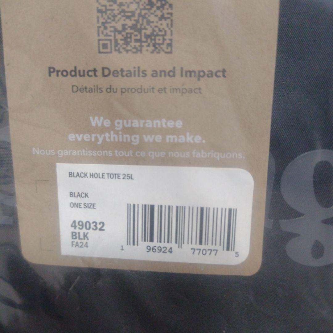 パタゴニア ブラックホールトート 25L FA24 未使用未開封