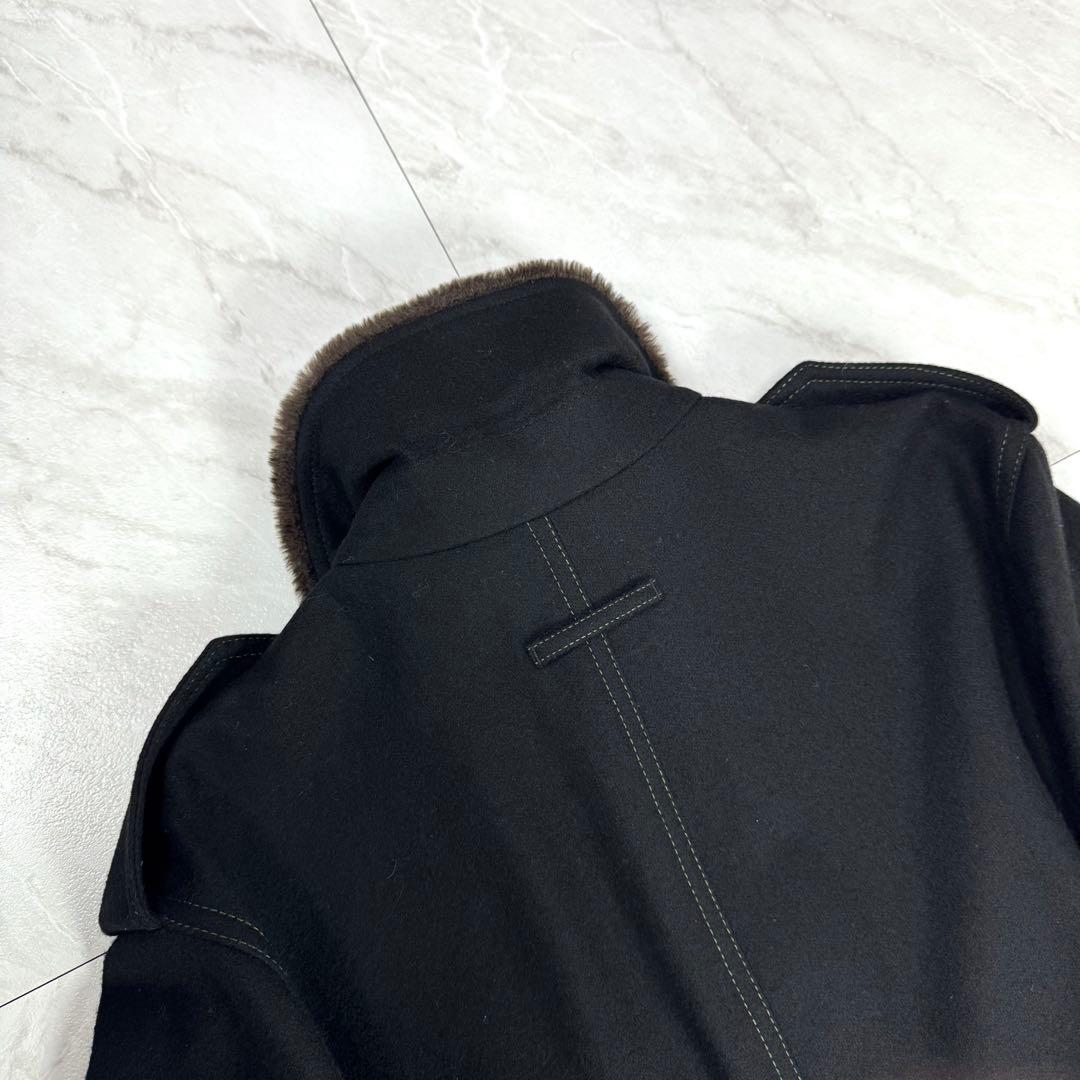 美品 ゴルチエ ジーンズ スーパーロング ファー切替 ミリタリー コート 48