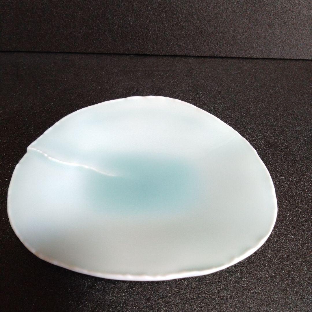 新品 有田焼 藤巻製陶 青白磁 銘々皿５枚 継ぎ合わせ　 楕円形 取皿　お祝い