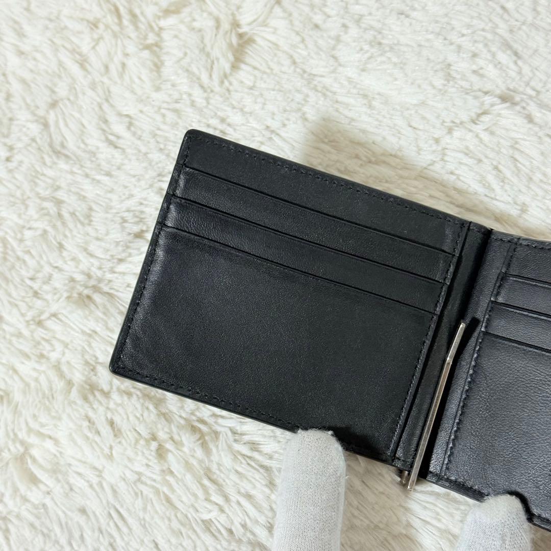 ⭐️専用⭐️　サンローラン　クロコ型押し　マネークリップ　ブラック　レザー