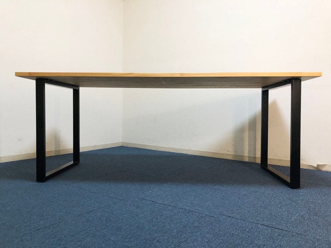 北欧カントリー風ダイニングテーブル 天然木パイン集成材 アイアン脚部仕様