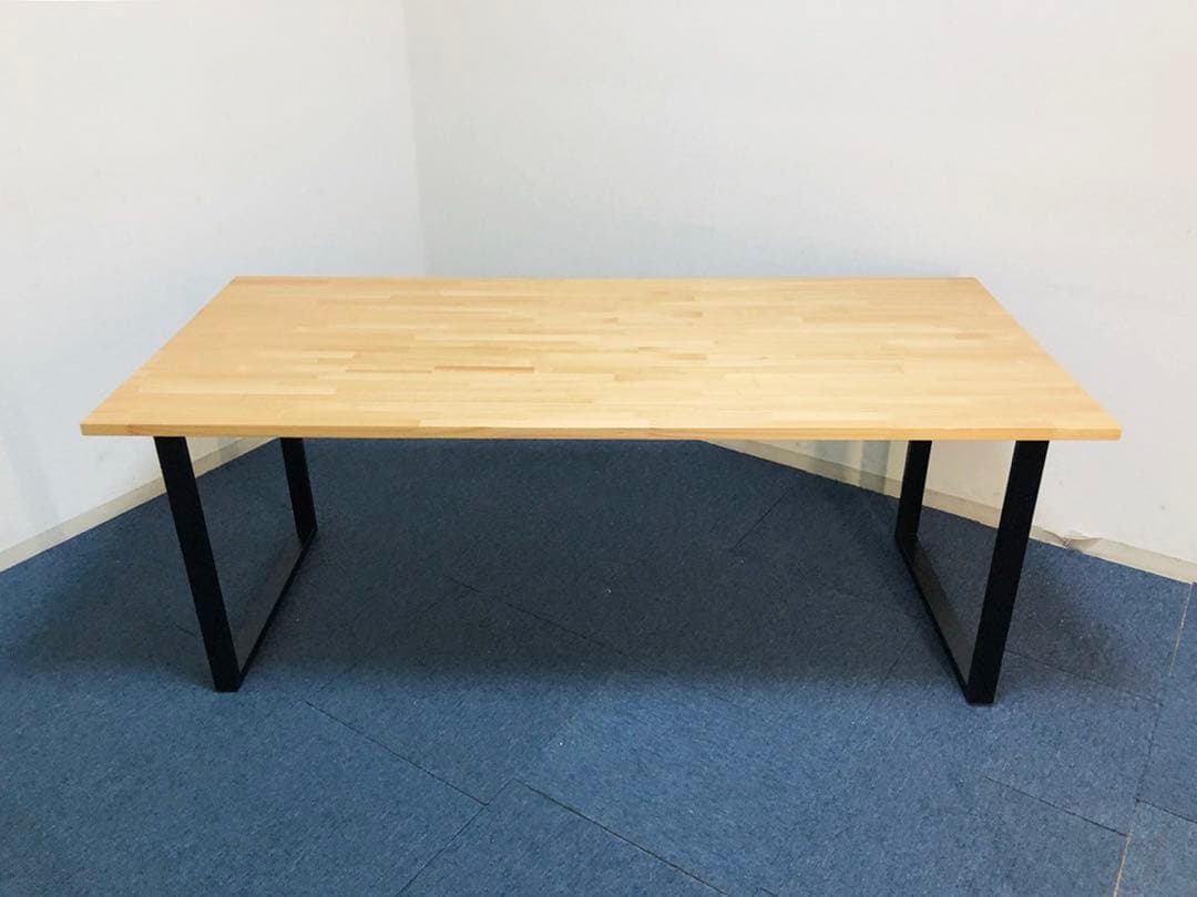 北欧カントリー風ダイニングテーブル 天然木パイン集成材 アイアン脚部仕様