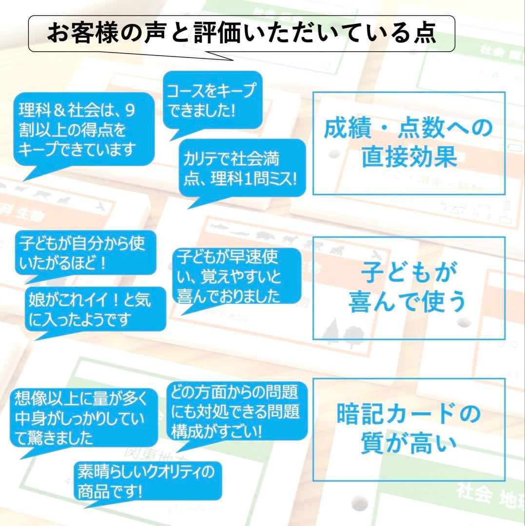 中学受験 暗記カード【5年上 理社国1-4回】 予習シリーズ 組み分け対策