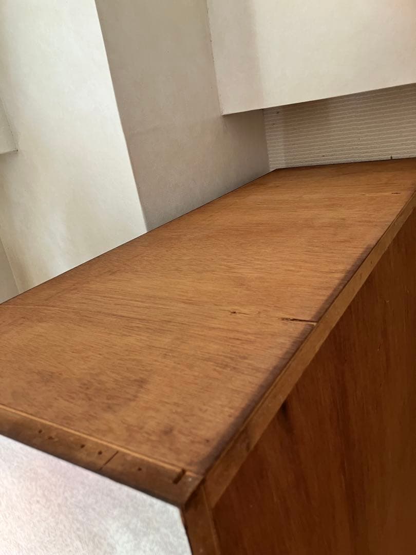 伊勢丹購入　書棚　ガラス戸　引き出し　シェルフ　木工　工芸　アンティークす