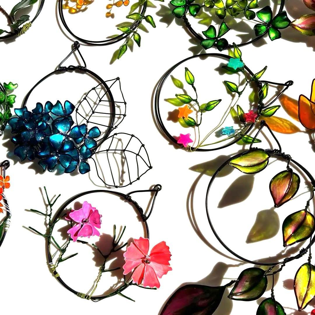 ミニリース12点セット　ワイヤークラフト　ディップアート　壁飾り　インテリア