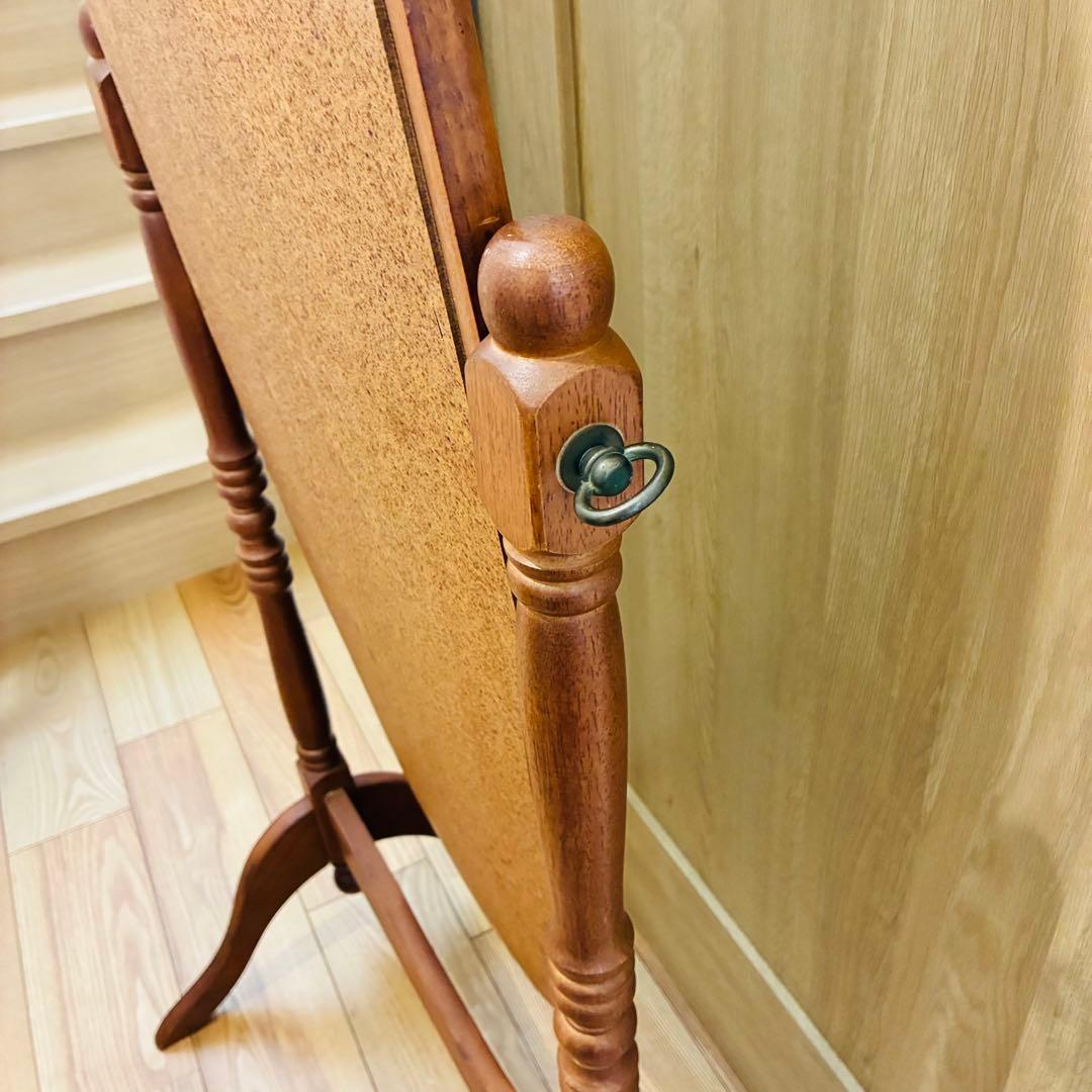 【送料込み】全身 木製　スタンド　ミラー 脚付き 姿見　レトロ　調節　鏡　ウッド