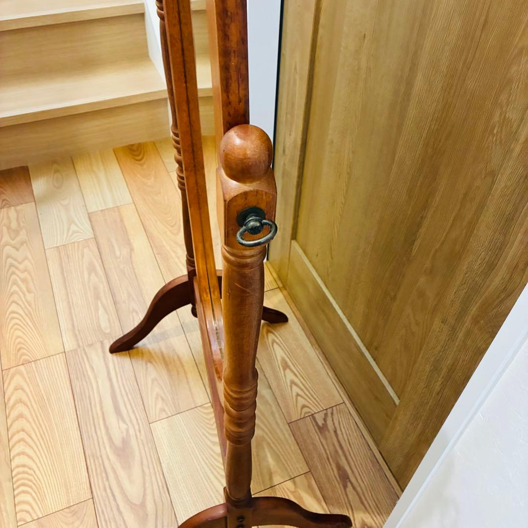 【送料込み】全身 木製　スタンド　ミラー 脚付き 姿見　レトロ　調節　鏡　ウッド