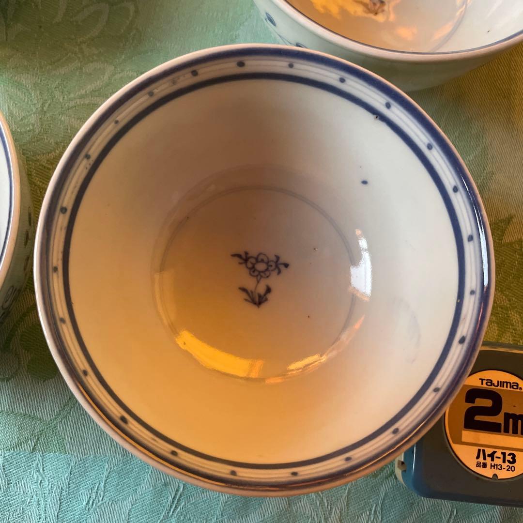 古伊万里　染付　蓋付飯茶碗　5客