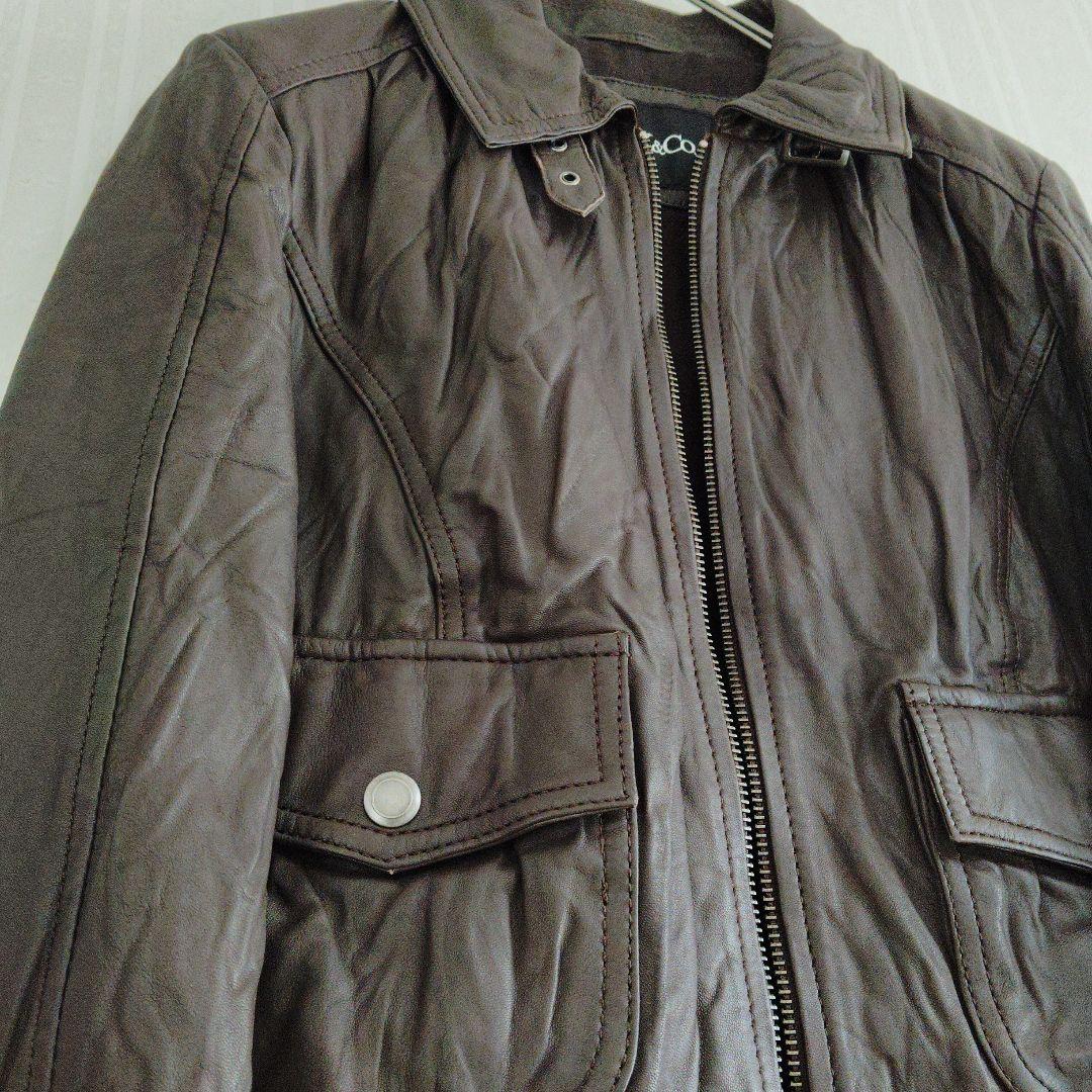 美品　MAX&Co.ブラウン レザーライダースジャケット　38