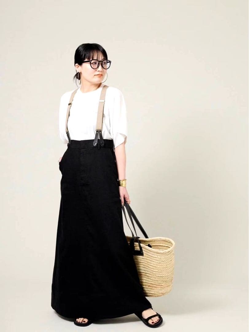 curensolovyリネンサスペンダースカート