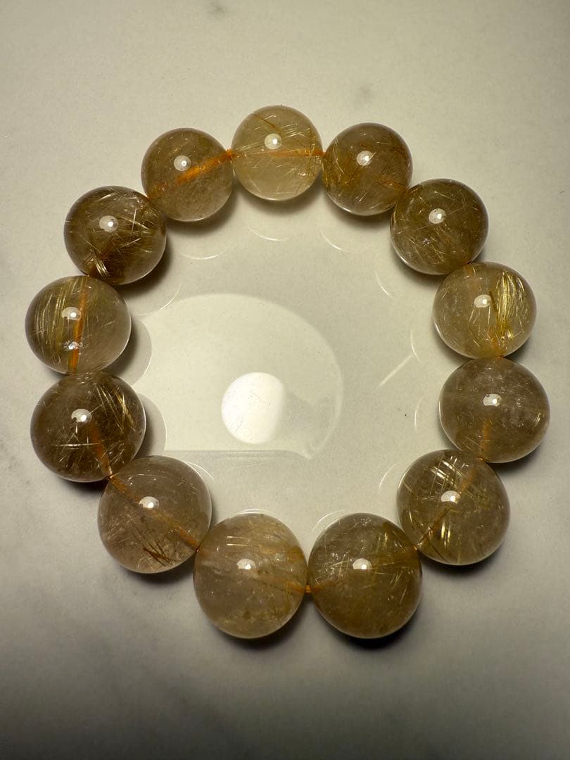 天然ゴールドルチルクォーツ ブレスレット 大玉17.5mm 高透明度 金運