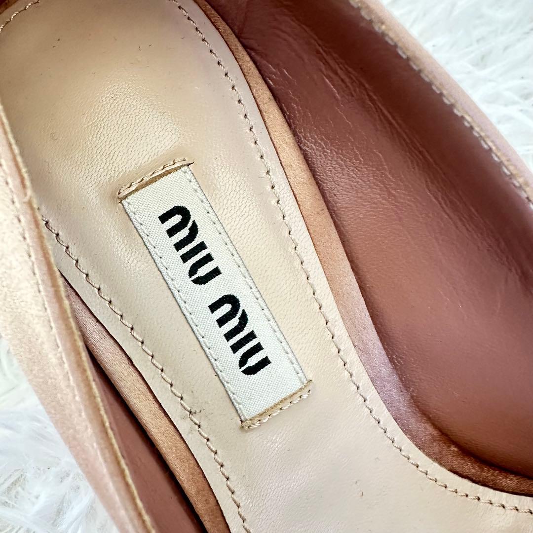 【美品】ミュウミュウ miumiu ハート　ビジュー　ピンク パンプス35