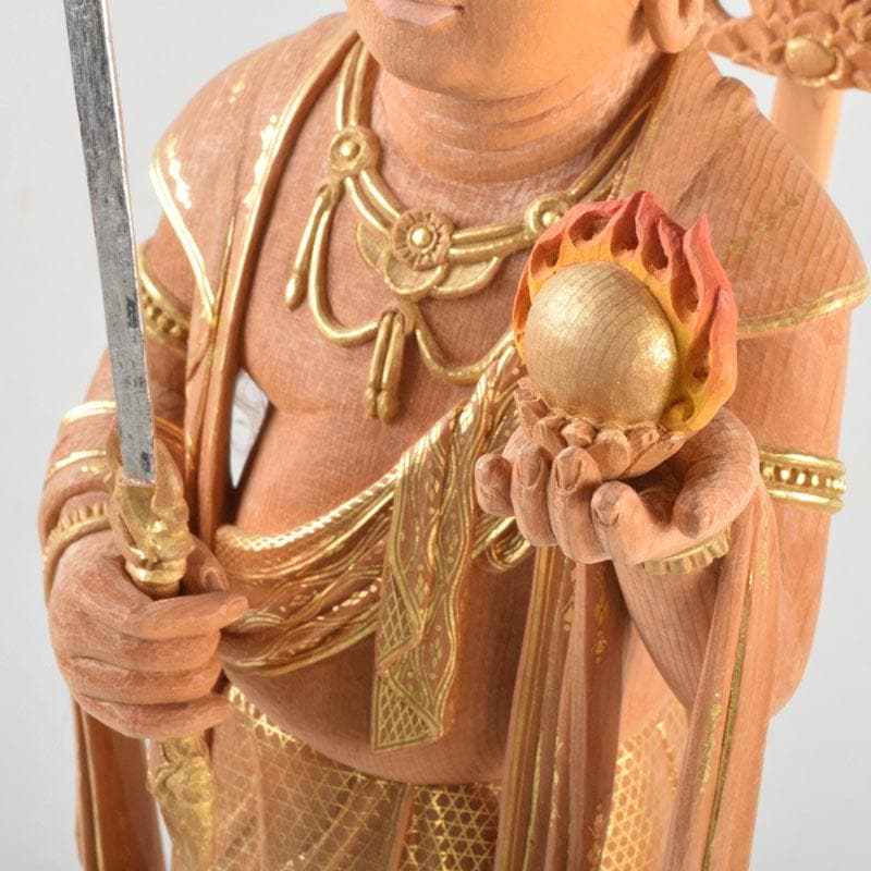 江戸　仏教美術　佛師聖峰造彩色木彫虚空蔵菩薩立像　共箱　M　8933A