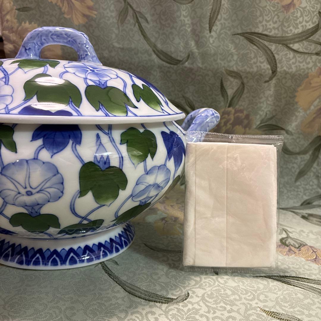 お値下げ中‼️　深川製磁 つる朝顔文 大蓋物 盛器　有田焼き