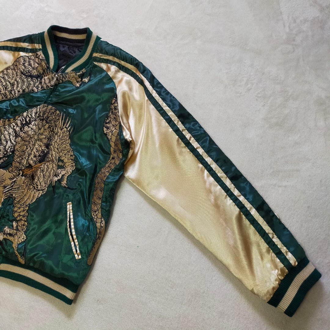 QqCcaan　龍刺繍　М　リバーシブル　スカジャン　鯉　ドラゴン　サテン