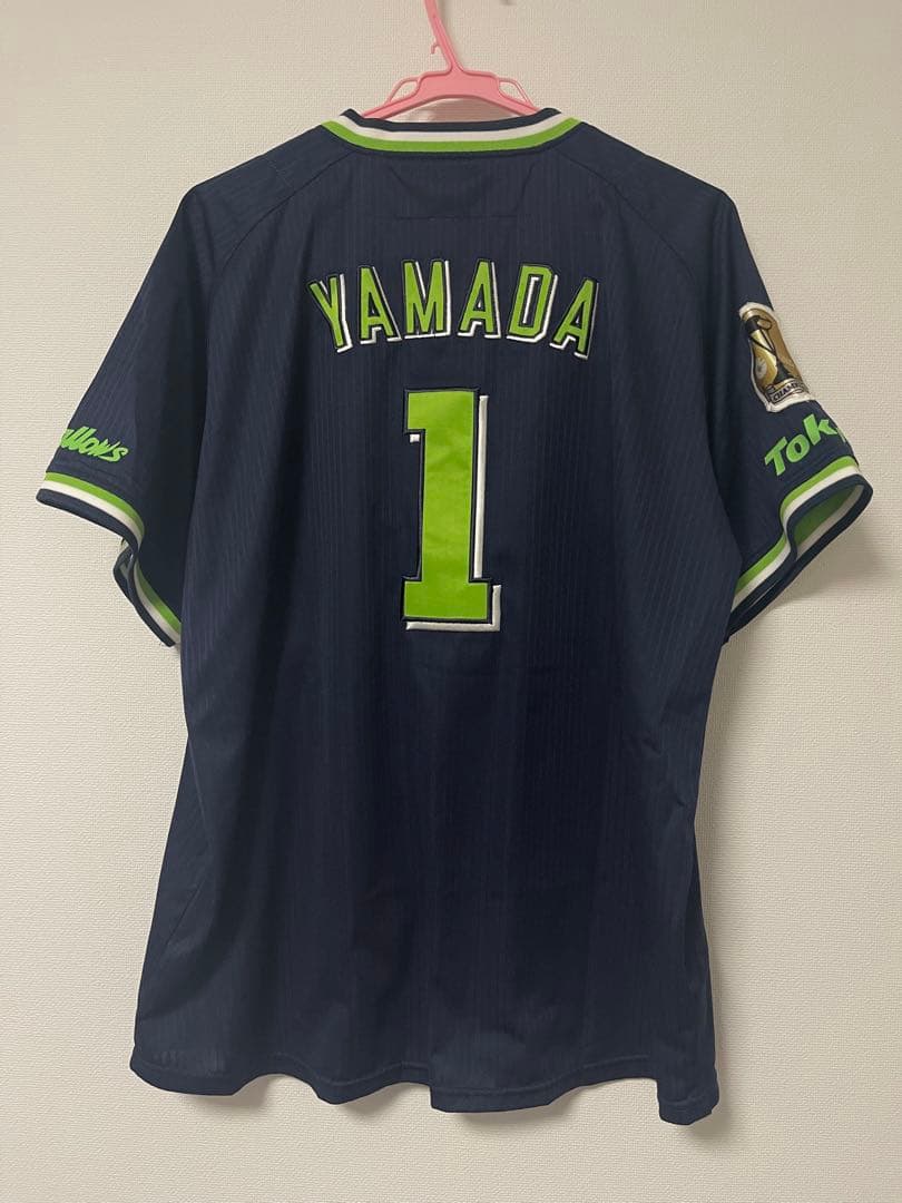 ヤクルトスワローズ　山田哲人　ユニフォーム　優勝ワッペン　ビジター