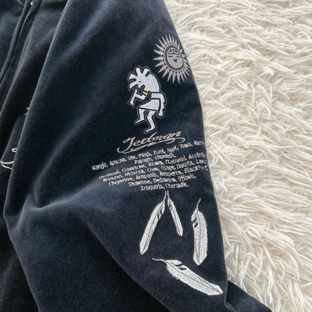 XLサイズ テッドマン　スカジャン　リバーシブル　ベロア　USA製　サテン　刺繍