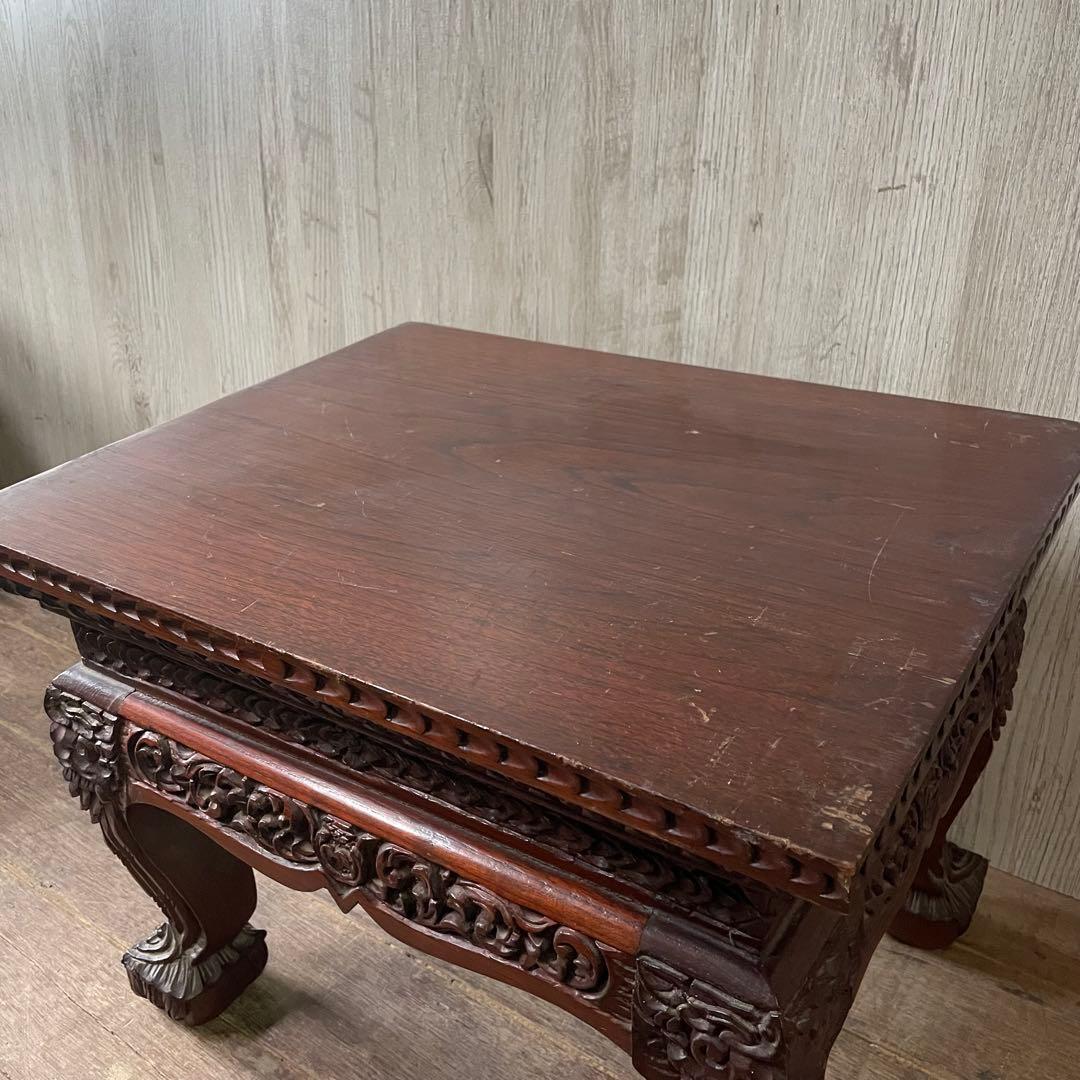 ②木製彫刻座卓 木彫サイドテーブル アジアン家具 アンティーク家具 ヴィンテージ