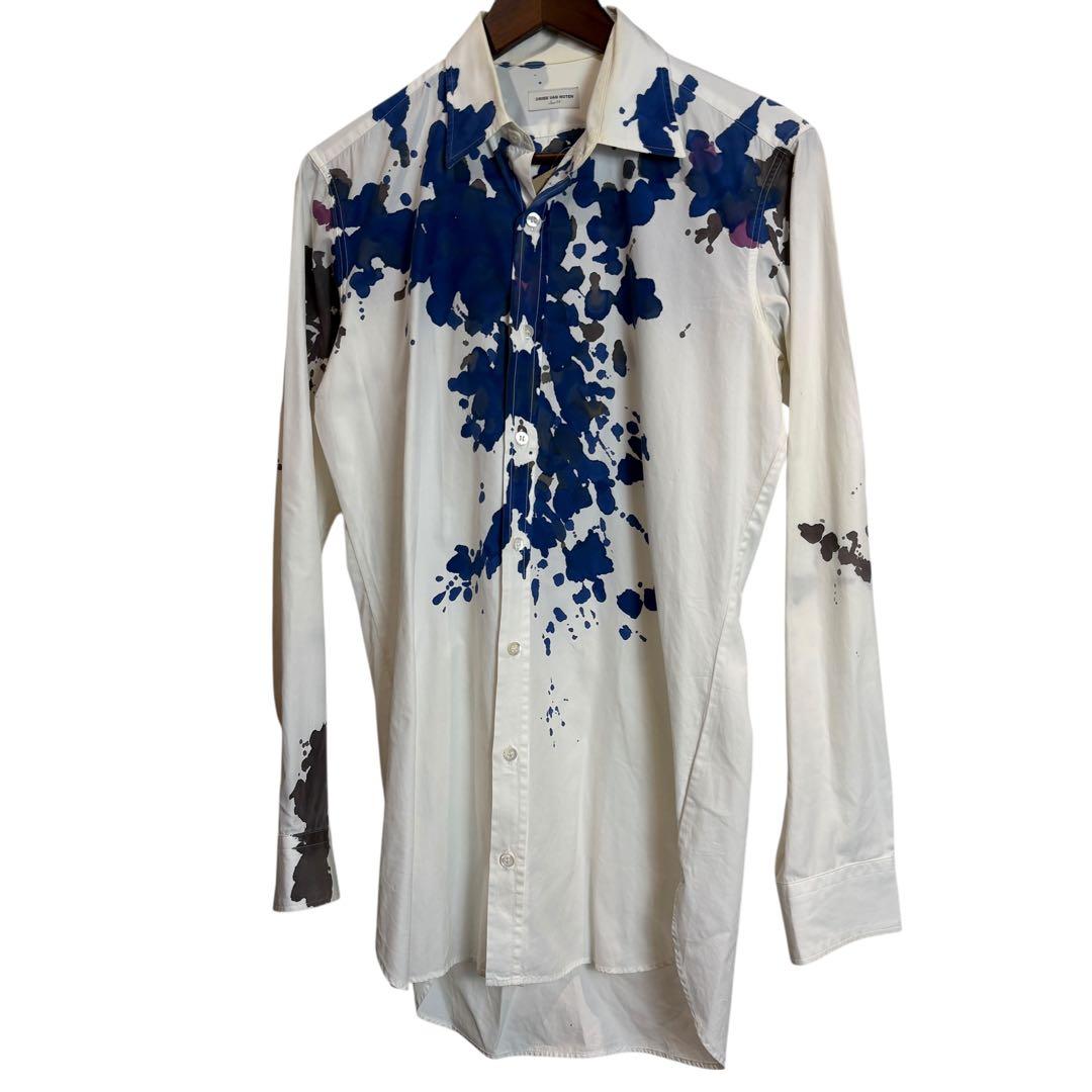 DRIES VAN NOTEN インクスプラッター ペイント 長袖シャツ 総柄
