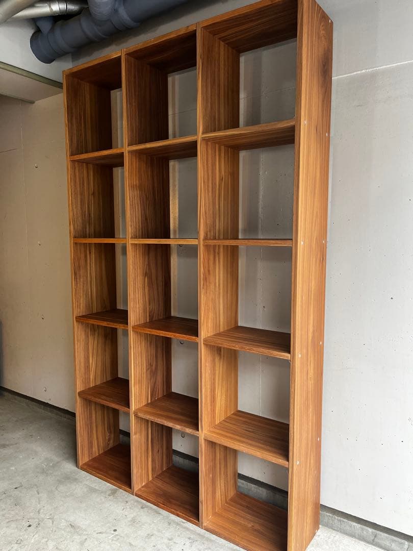 美品★無印スタッキングシェルフセット・５段×３列・ウォールナット チェスト付