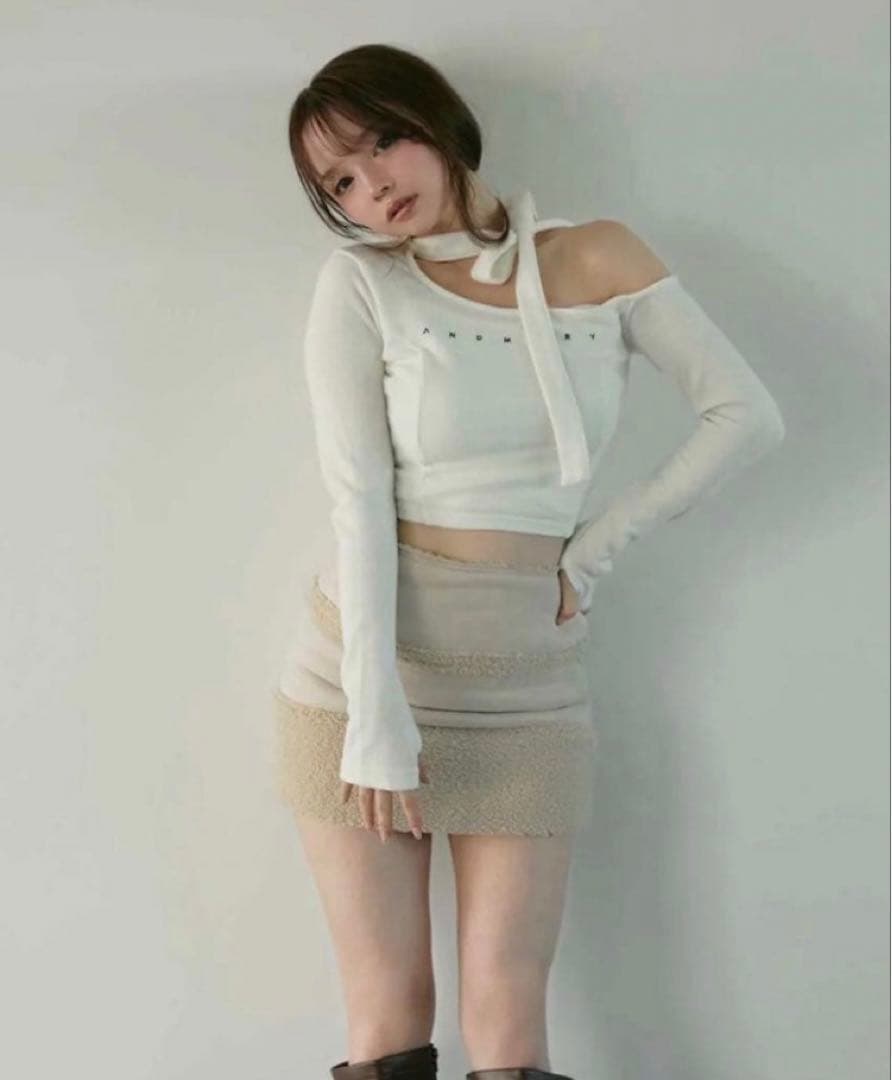 トップス andmary Nana ribbon oneshoulder tops