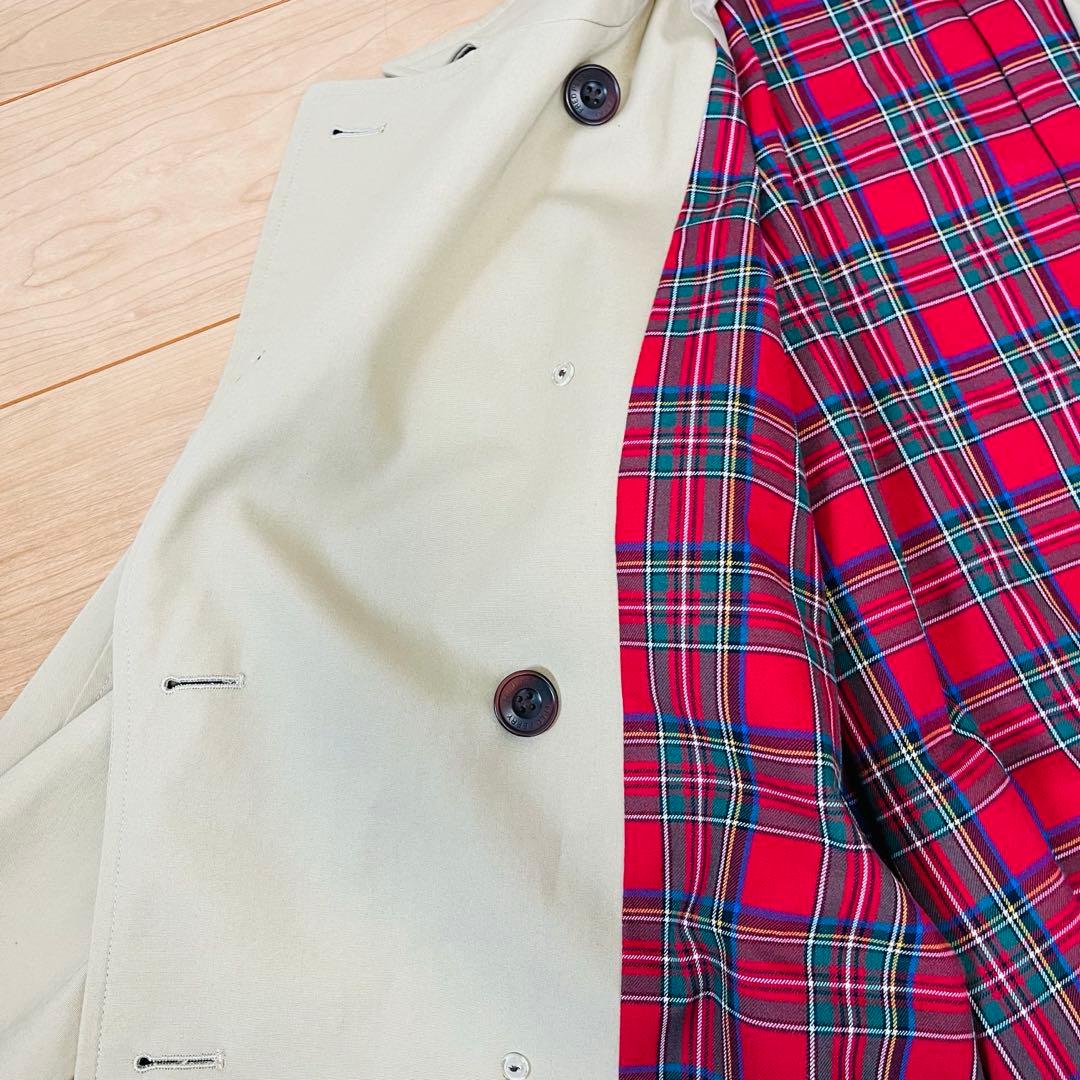 Fred Perry 赤チェック　トレンチコート　ロングコート