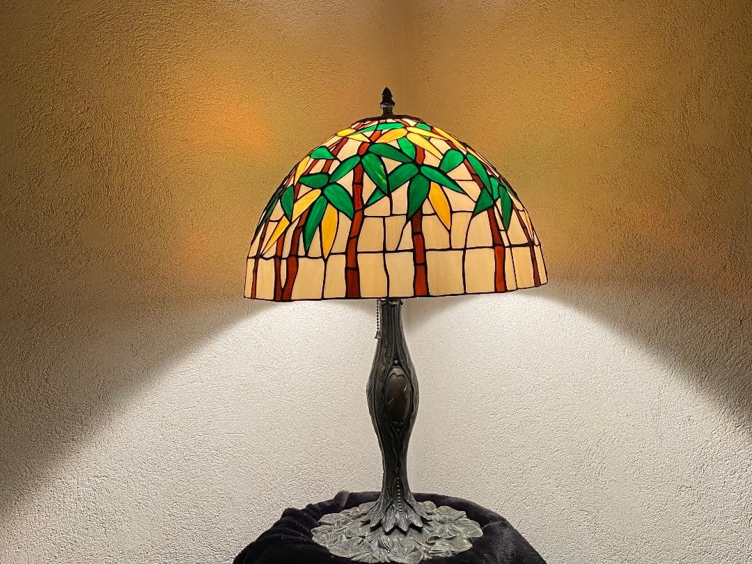 ヴィンテージ　ティファニータイプ　ステンドグラスランプ