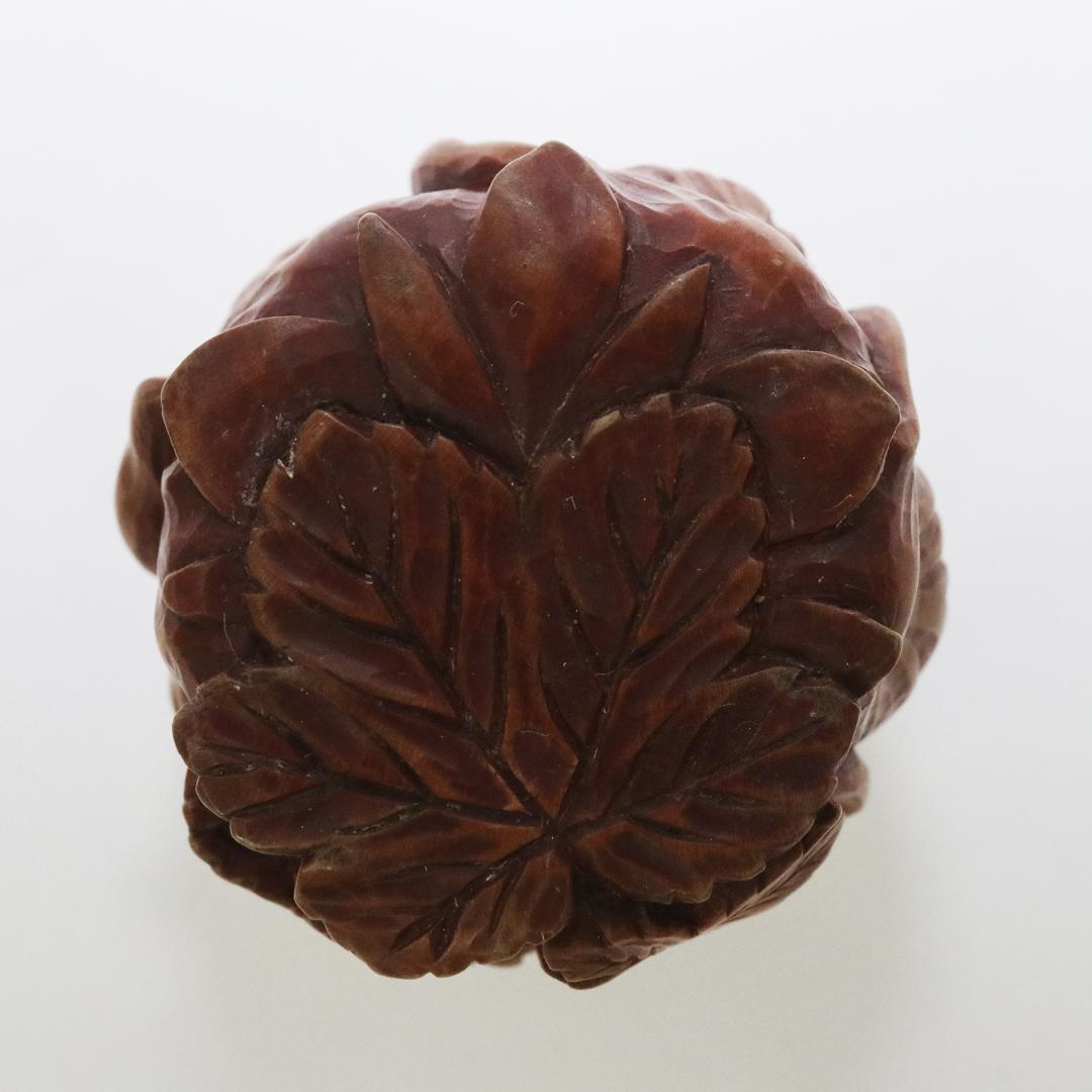 木彫　木前 造　黄楊木　茶巾筒　籠形　煎茶道具