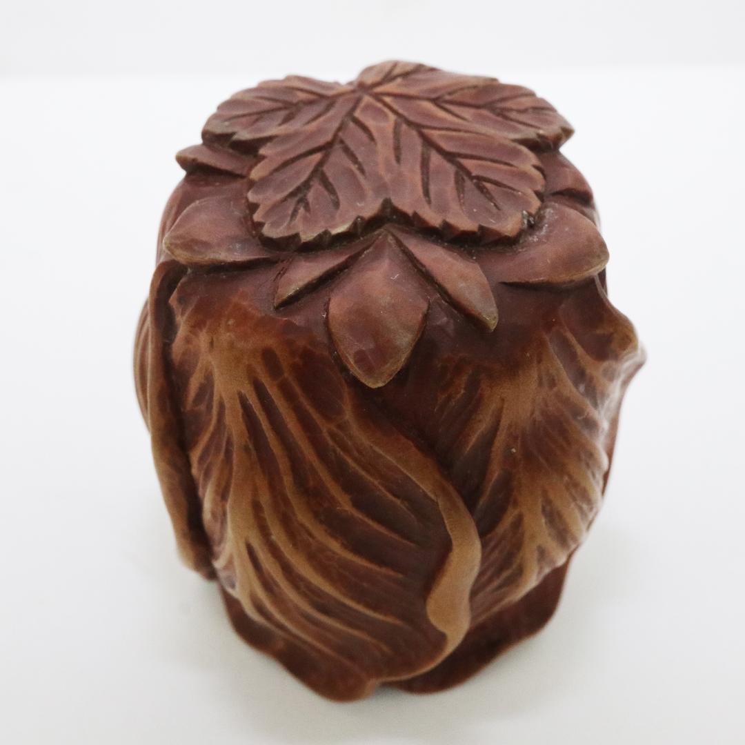 木彫　木前 造　黄楊木　茶巾筒　籠形　煎茶道具