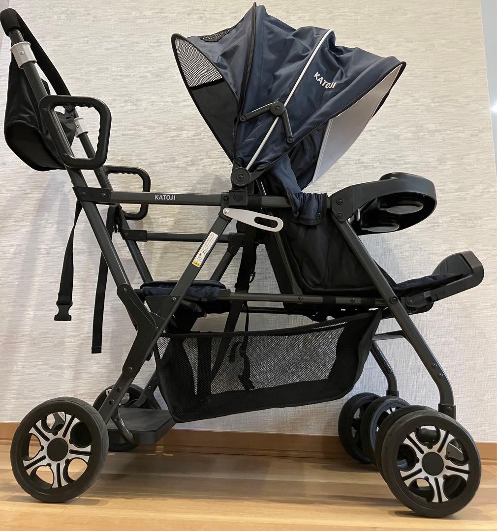 ゆうき KATOJI ベビーカー 二人でゴー ネイビー レインカバー付き