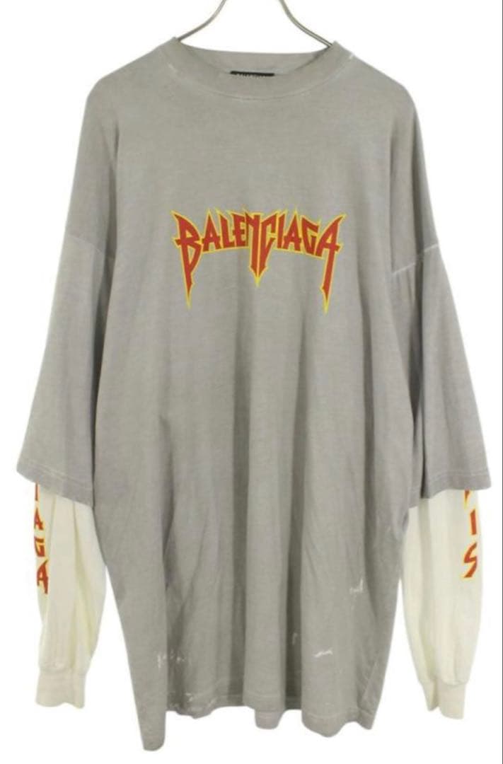 ひ*ん様 BALENCIAGA グレー ロゴ入り 長袖カットソー