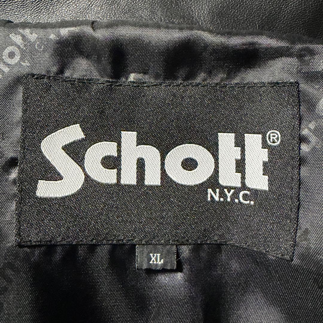 山*一様 美品■schott カーコート　羊革　ラムレザー ブラック　XL