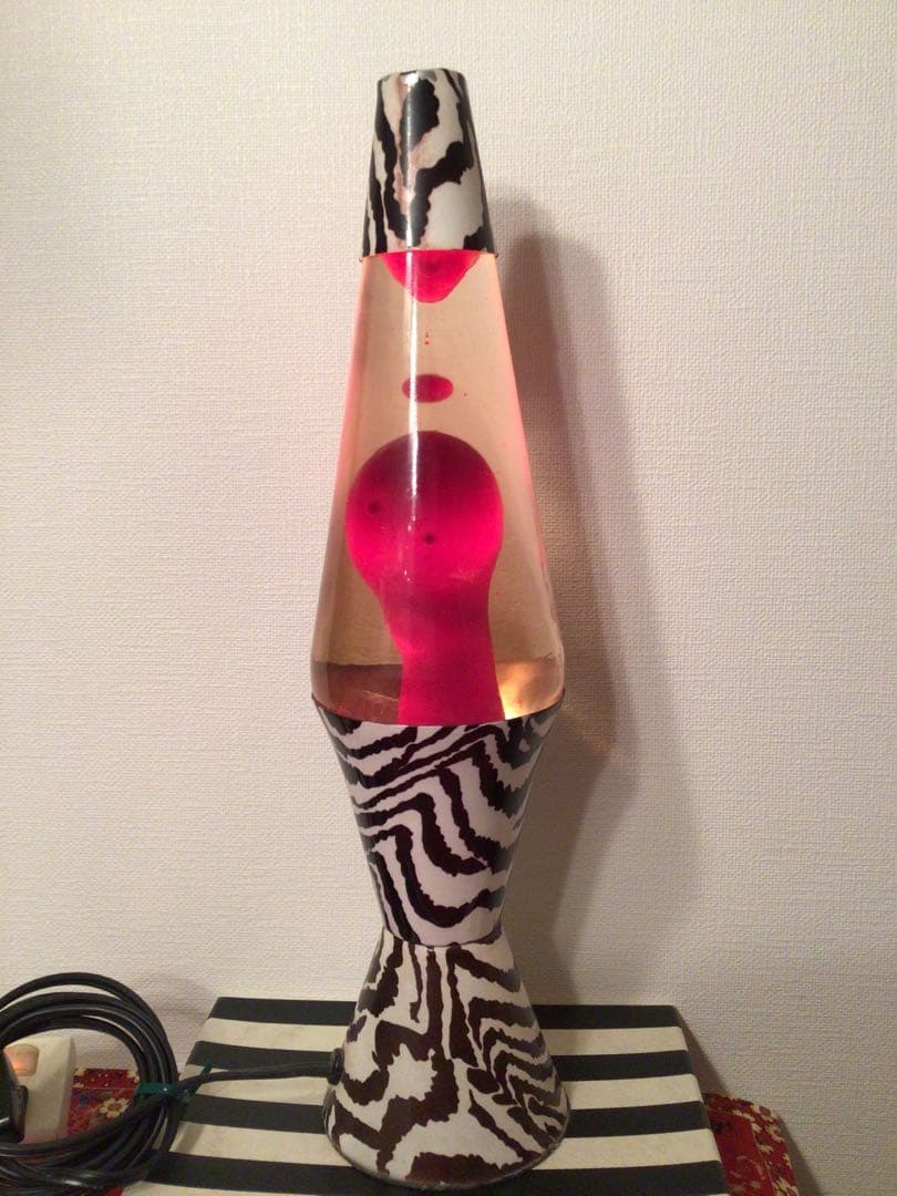 アメリカン雑貨 1990年代 ラバランプ 正規品 溶岩ライト ゼブラ柄 41cm