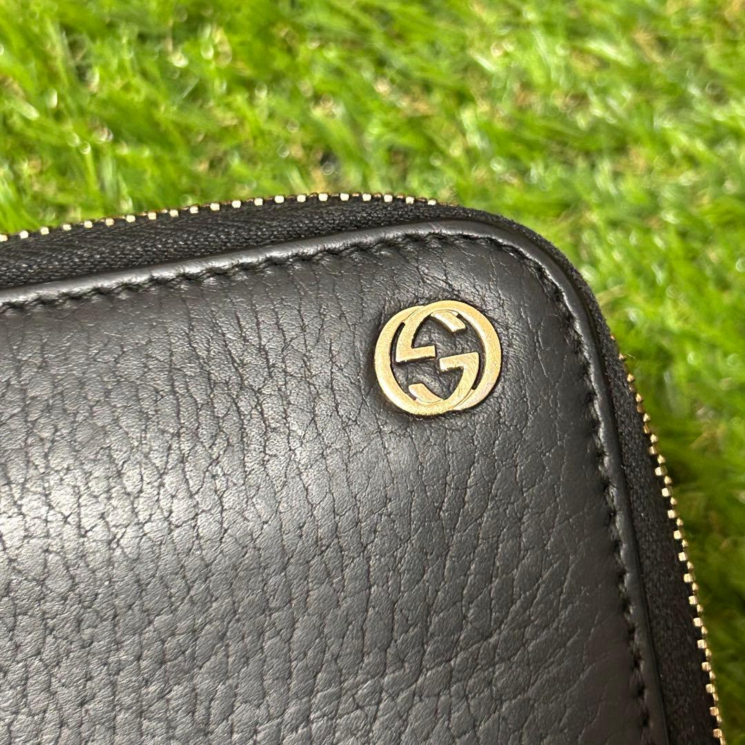 GUCCI グッチ 長財布 ラウンドファスナー ファスナー レザー ブラック