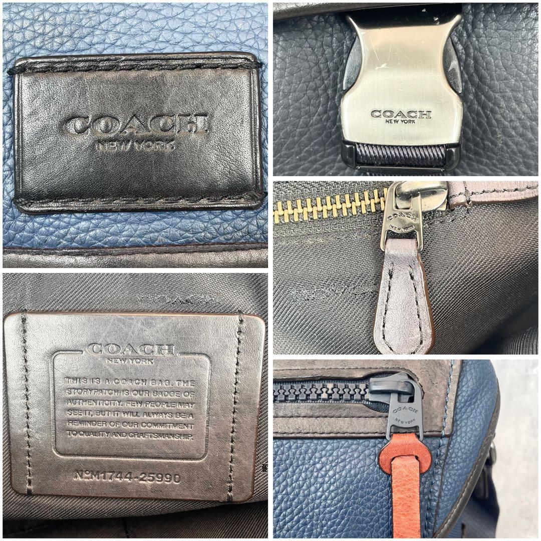極美品✨ 超希少 コーチ マンハッタン メッセンジャーバッグ シボ革 ネイビー