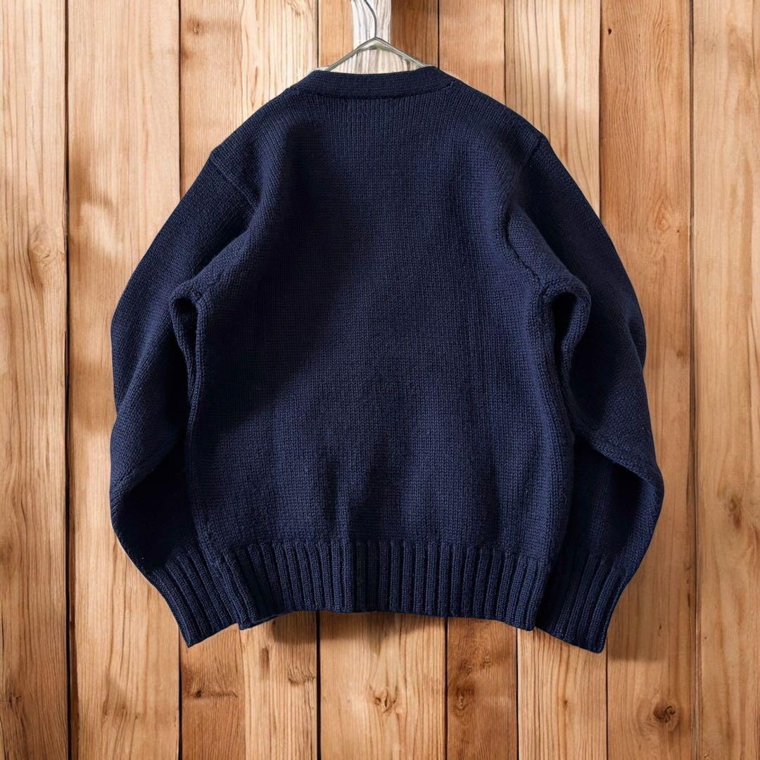 ラルフローレン ウール ニットカーディガン ネイビー Pロゴ M