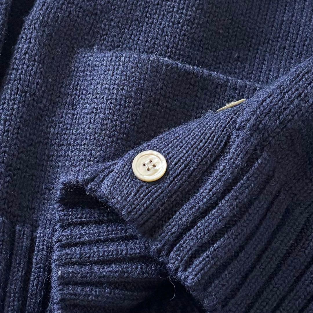 ラルフローレン ウール ニットカーディガン ネイビー Pロゴ M